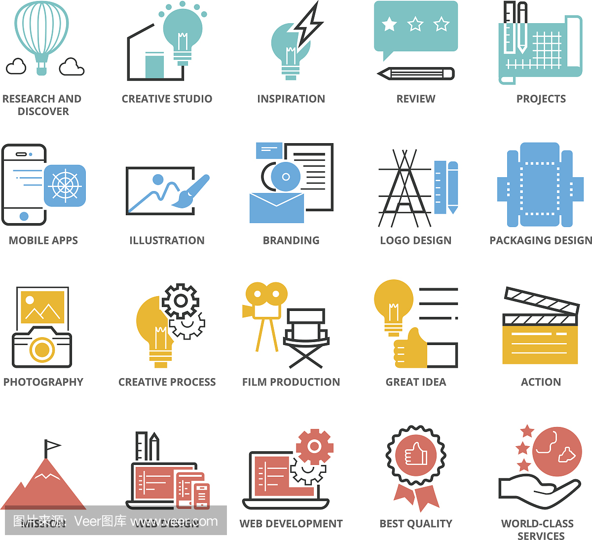 顏色圖標的創意和服務